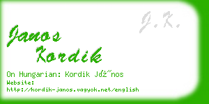 janos kordik business card